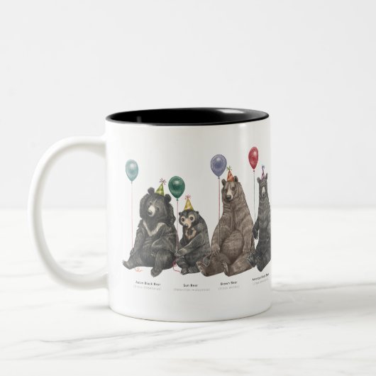 Mug de l'ours de fête ! Mug à café à deux tons (Gauche)
