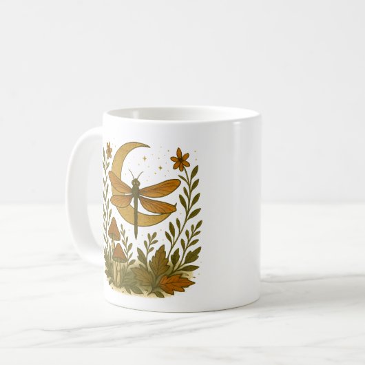 Mug de lune mystique de libellules - Bois céleste (Devant gauche)