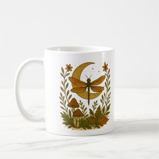Mug de lune mystique de libellules - Bois céleste (Gauche)