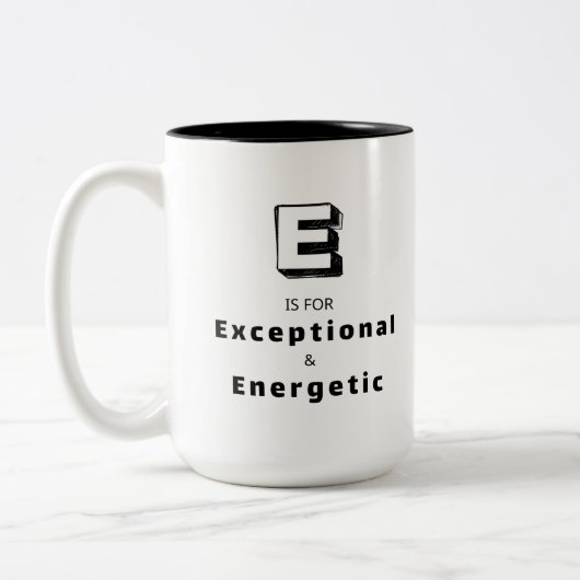 Mug de luxe personnalisé E - Éloge Exceptionnel (Gauche)