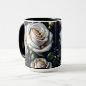Mug De magnifiques roses blanches aux détails dorés (Devant gauche)