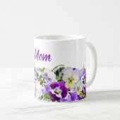 Mug de maman personnalisée aux fleurs violettes (Devant droit)