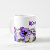 Mug de maman personnalisée aux fleurs violettes (Devant gauche)