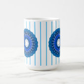 Mug de mandala bleu turquoise à rayures (Centre)