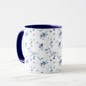 Mug de mariage à fleurs bleu poussiéreux (Devant gauche)
