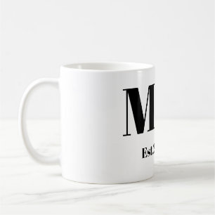 Mug de mariage à monogramme cursif élégant M & K