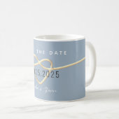 Mug de mariage Dusty Blue Save The Date Café (Devant droit)
