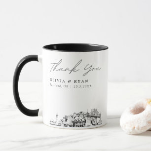 Mug de mariage personnalisé simple croquis de la s