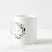 Mug de Mariée Bohème à Plumes et Feuillage (Devant gauche)