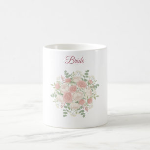 Mug de Mariée — Cadeau de Mariage Floral Rose Pâle
