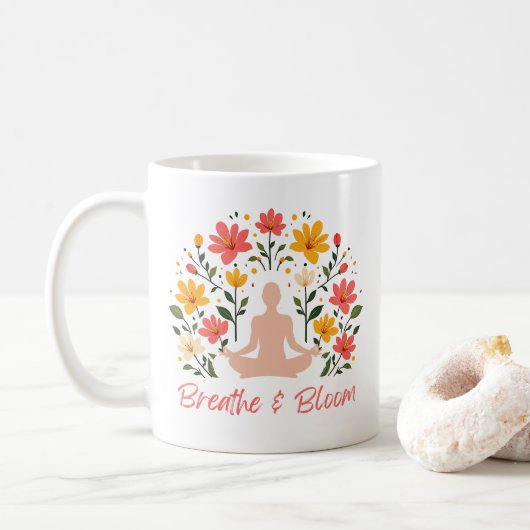 Mug de méditation du Yoga Breathe et Bloom (Avec donut)
