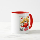 Mug De mignonnes frites aiment l'art typographique (Devant droit)