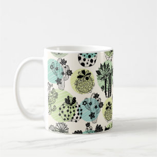 Mug De mignons cactus en fleurs. Patch transparent à m