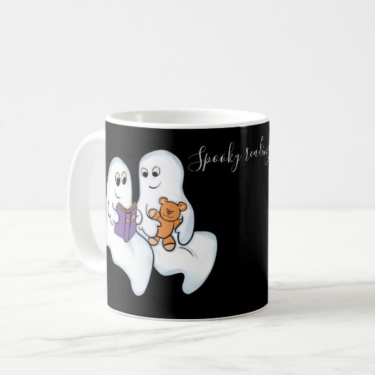 Mug De mignons fantômes lisant ensemble à Halloween (Devant gauche)
