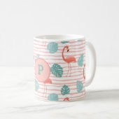 Mug De mignons Flamants roses sur Arrière - plan vert (Devant droit)