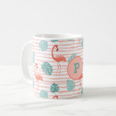 Mug De mignons Flamants roses sur Arrière - plan vert (Devant gauche)