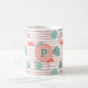 Mug De mignons Flamants roses sur Arrière - plan vert