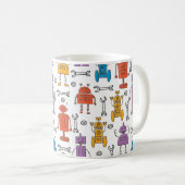 Mug De mignons robots à doodle. Motif sans couture. Ch (Devant droit)