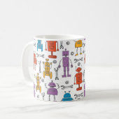Mug De mignons robots à doodle. Motif sans couture. Ch (Devant gauche)