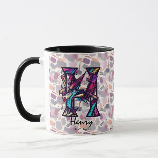 Mug de monogramme Abstrait en gras - H pour Henry (Gauche)