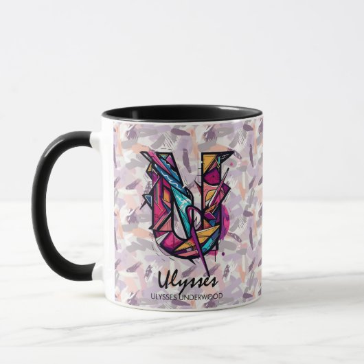 Mug de monogramme Abstrait en gras - U pour Ulysse (Gauche)