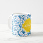 Mug de monogramme bleu éblouissant (Devant gauche)