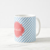 Mug de monogramme bleu Placid (Devant droit)