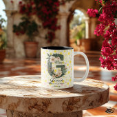 Mug de Monogramme Chic Boho divin avec florale de 
