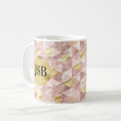 Mug de monogramme d'art Abstrait rose et or (Devant gauche)