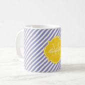 Mug de monogramme de bande de tulipe violette (Devant gauche)