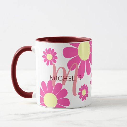 Mug de monogramme de cerise de marmite (Gauche)
