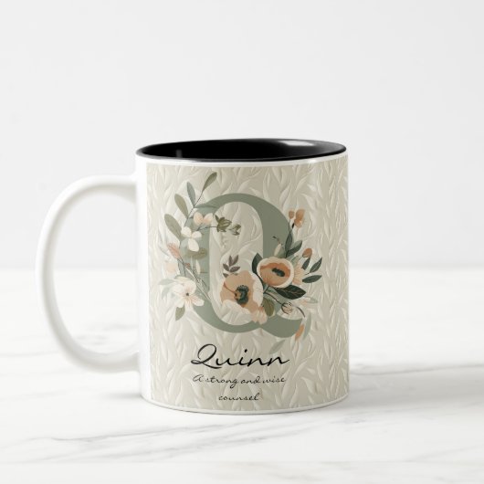 Mug de monogramme floral chic et robuste - Rubis (Gauche)