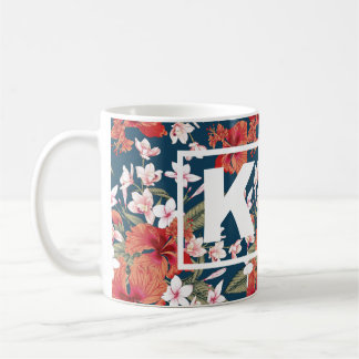 Mug de monogramme floral coloré personnalisé