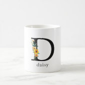 Mug de monogramme floral D avec nom modifiable (Centre)