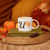 Mug de monogramme floral - Élégante lettre U nom