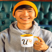 Mug de monogramme floral - Élégante lettre U nom