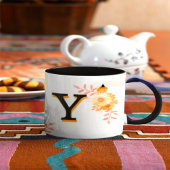 Mug de monogramme floral - Élégante lettre Y writ