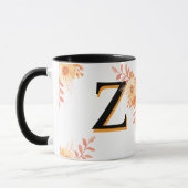 Mug de monogramme floral -Élégante lettre Z -writ  (Gauche)