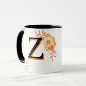 Mug de monogramme floral -Élégante lettre Z -writ  (Devant gauche)