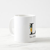 Mug de monogramme floral L avec nom modifiable (Devant gauche)