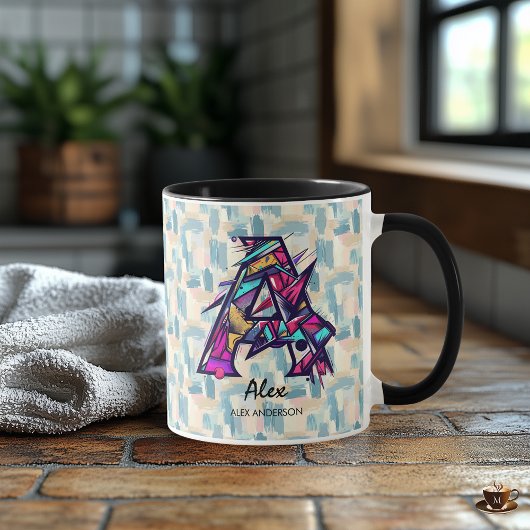 Mug de monogramme géométrique Abstrait personnalis