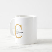 Mug de monogramme jaune foncé personnalisé classiq (Devant gauche)