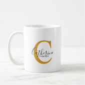 Mug de monogramme jaune foncé personnalisé classiq (Gauche)