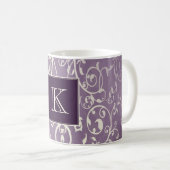 Mug de monogramme pourpre élégant (Devant droit)