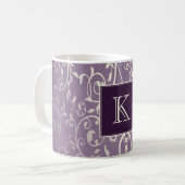 Mug de monogramme pourpre élégant (Devant gauche)