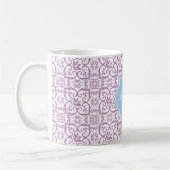 Mug de monogramme radieux de Damas d'orchidée (Gauche)