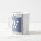 Mug de monogramme rustique bleu (Devant gauche)