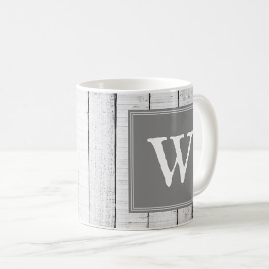 Mug de monogramme rustique gris (Devant droit)