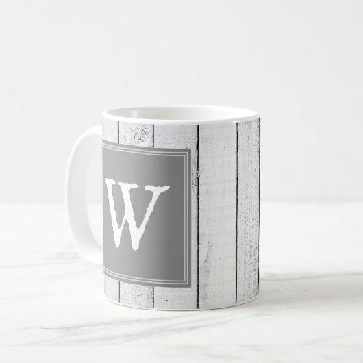 Mug de monogramme rustique gris (Devant gauche)