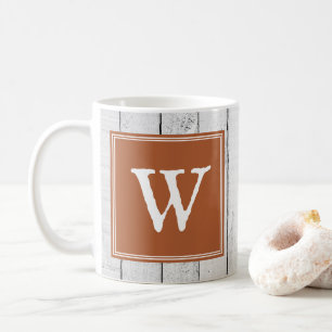 Mug de monogramme rustique orange brûlé